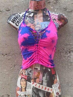 cotton candy tie dye woven halter